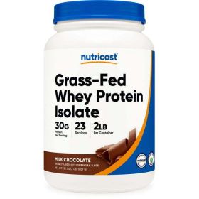 Nutricost Grass-Fed Whey Protein Isolate (Chocolate) 2LBS - Non-GMO, Gluten Free