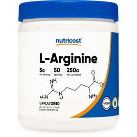 Nutricost L-Arginine Powder (250 Grams) - 5000mg Per Serving; 50 Servings, Health Supplement