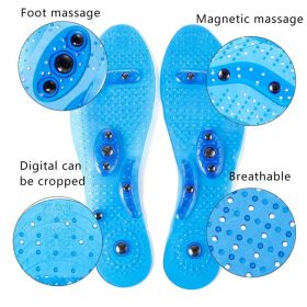 Magnet Magnetic Plus Elastomer Transparent Silicone Massage Insole Health Massage Insole Magnetic Therapy Anti-fatigue (Option: Blue Female)